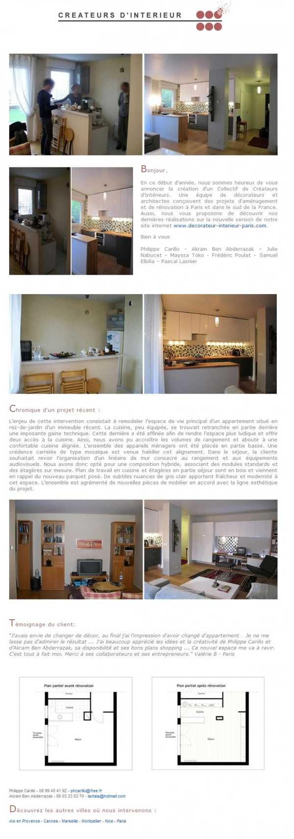 Newsletter de mars 2011 sur la rénovation d'un appartement en rez-de-jardin dans une immeuble récent.